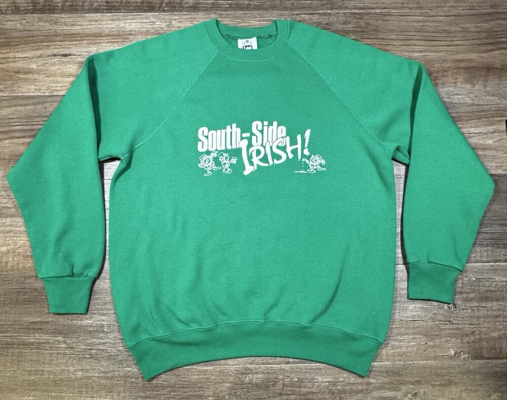 Vintage Lee South Side Irish Sweatshirt Mens XL Green Made USA 90s Crewneck